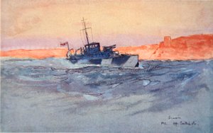 Zonsopgang: Motorlancering bij Gallipoli, Italië, illustratie uit 